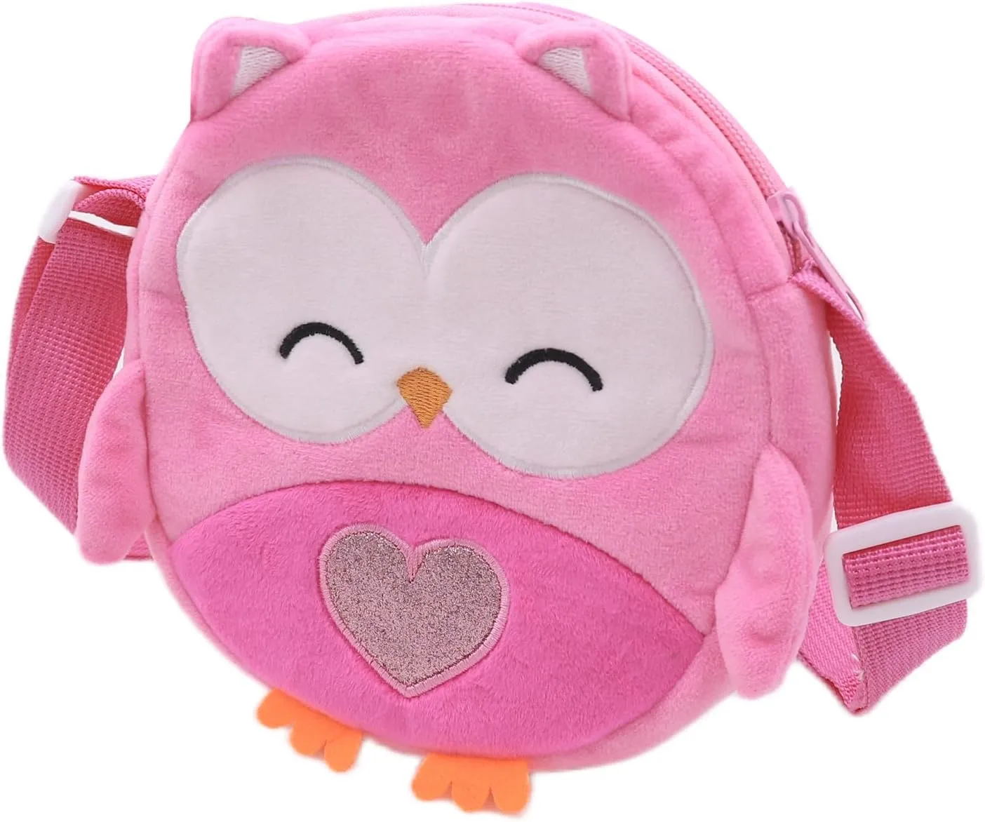 Fuzzy Owl Crossbody Purse Cute Plush Shoulder Bag for Girls Cartoon Animal Round Purse Coin Purse Kawaii Wallet