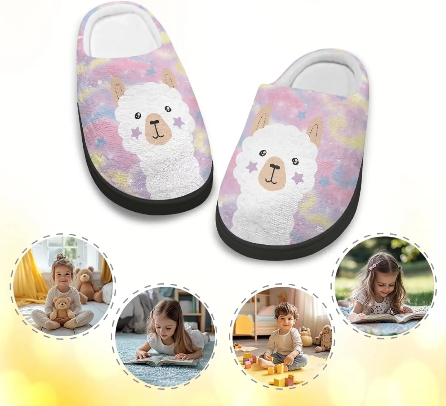 Fuzzy Slippers for Little Kids Boys Girls Cozy Warm Winter House Slippers Comfy with Non-Slip Sole SizeUS 9-15