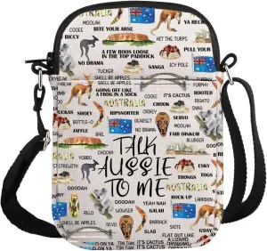 G2TUP Australian Gift Talk Aussie To Me Crossbody Bag Aussie Sayings Travel Bag Aussie Slang Australia Vacation Trip Gift