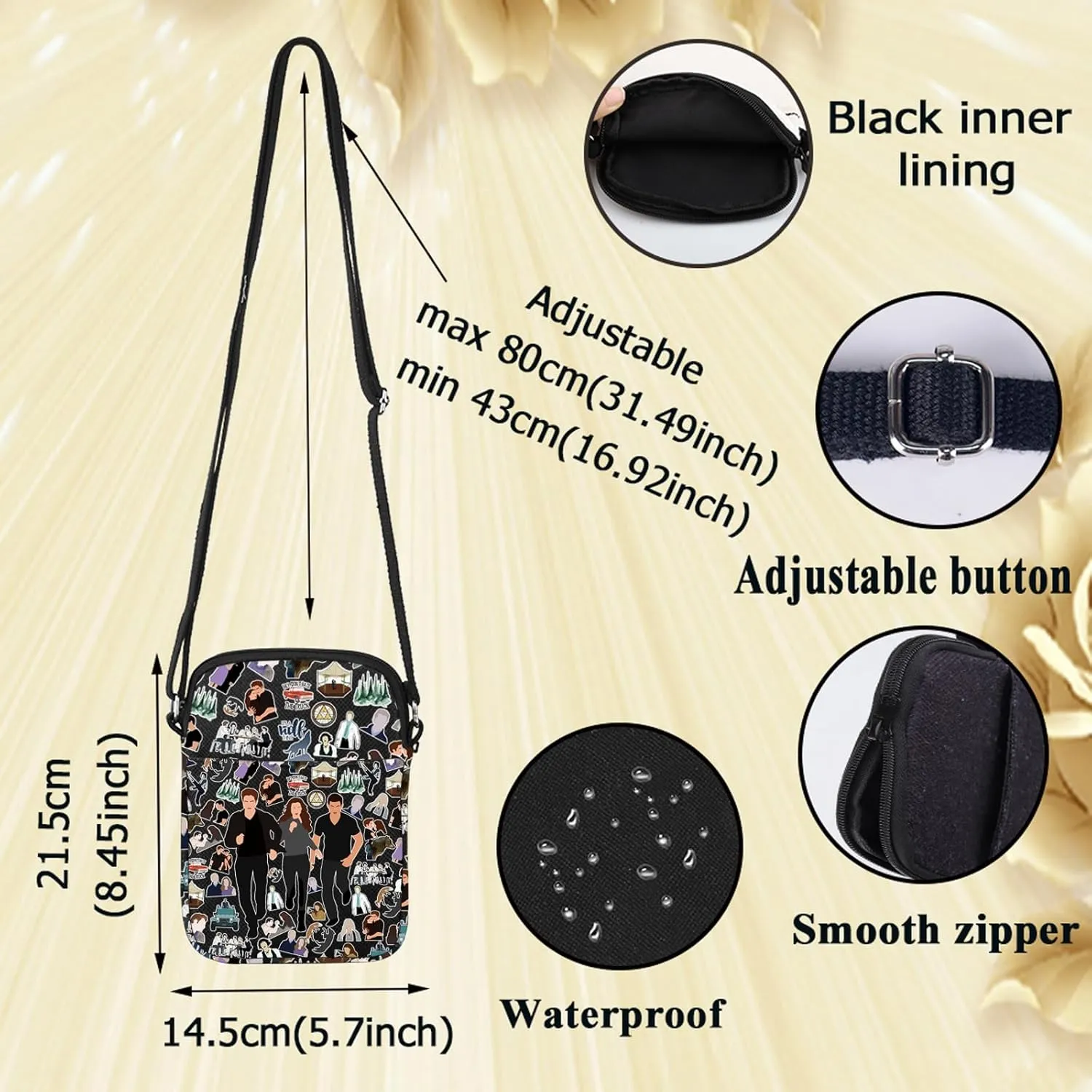 G2TUP Edward Cullen Inspired Crossbody Bag Edward Cullen & Bella Swan Fans Gift Movie Character Shoulder Bag Carlie Merch