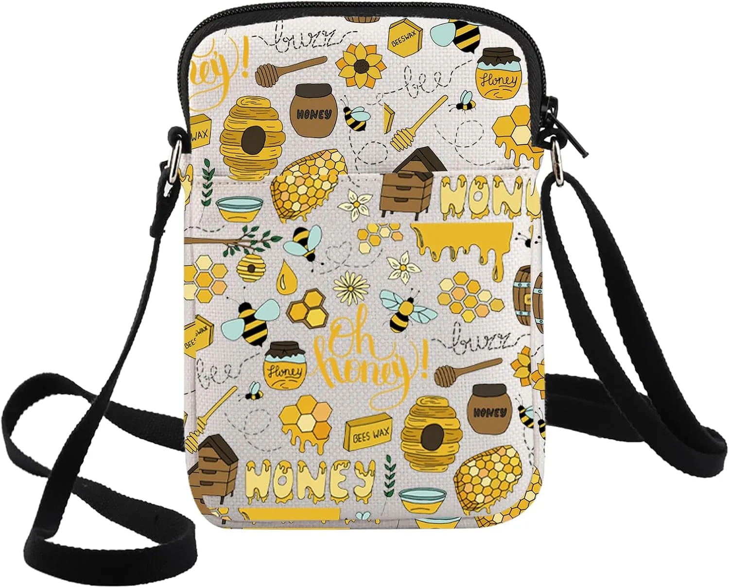 G2TUP Funny Bee Crossbody Bag Honey Bee Lover Gift Oh Honey Adjustable Strap Bag Queen Bee Merchandise