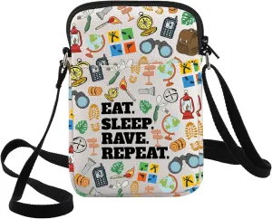 G2TUP Lucky Geocacher Crossbody Bag Geocaching Gift Eat Sleep Geocache Repeat Adjustable Strap Bag Outside Geocache Merch
