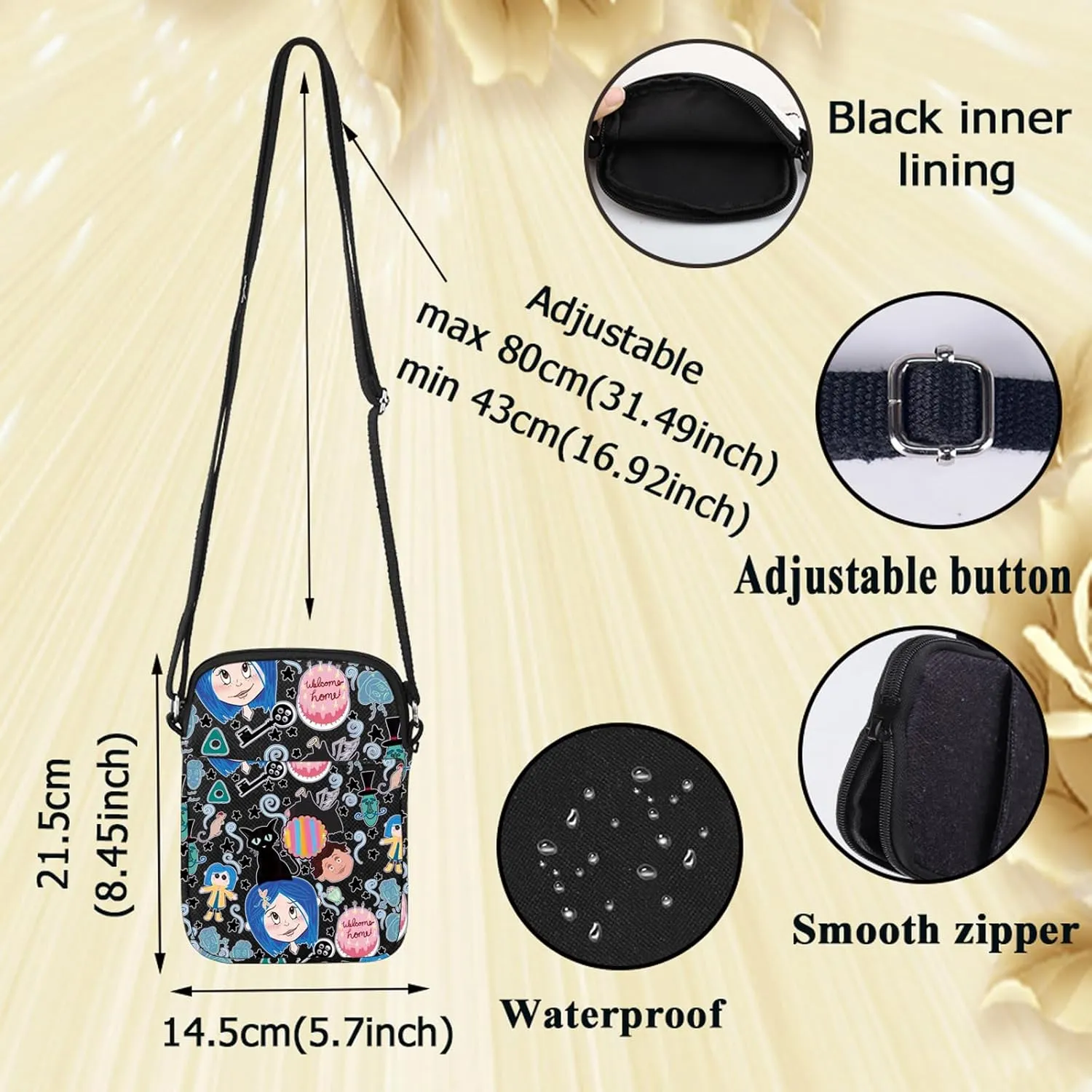 G2TUP Mr. Bobinsky Crossbody Bag The Secret Door Lover Gift Ghost Mom Adjustable Strap Bag Cartoon Movie Merch