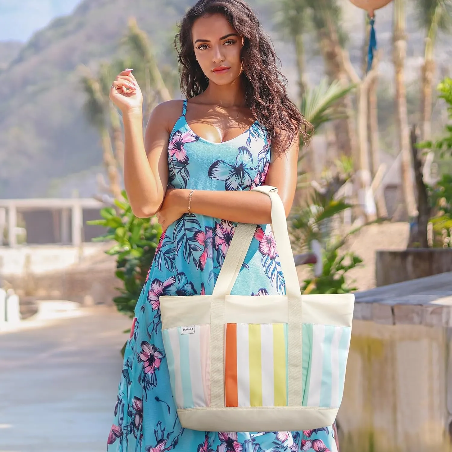 G4Free Beach Bag,Waterproof Beach Tote Pool Bags for Women,Compatible with Stanley Cup,Foldablefor Weekender Travel