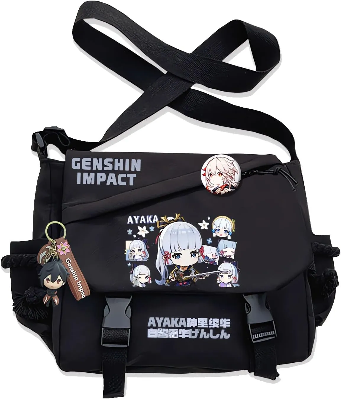 Genshin Impact Handbag Furina Crossbody Bag Single Shoulder Bag Adult Anime 3D Print Backpack Black Bag