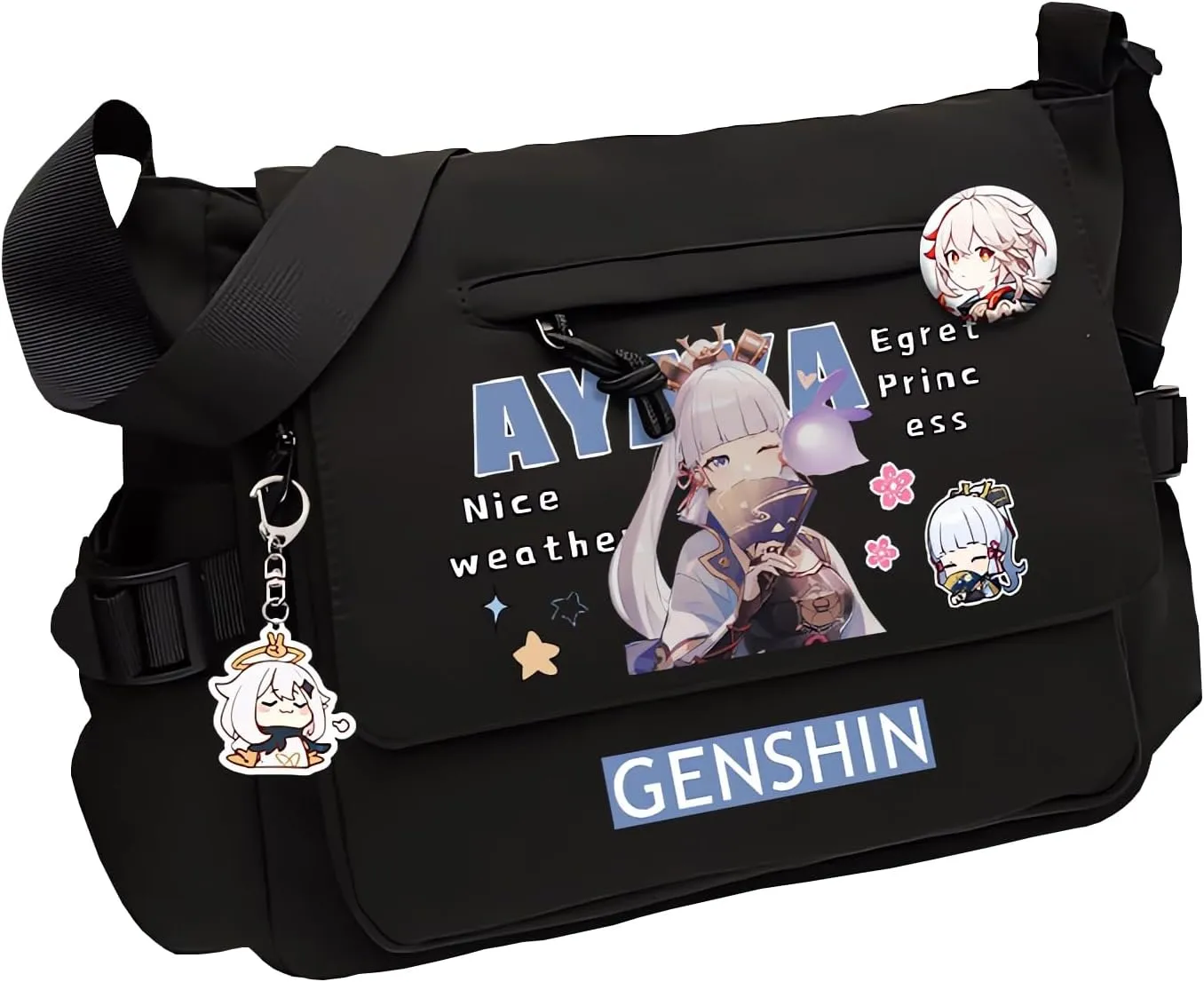Genshin Impact Handbag Raiden Shogun Crossbody Bag Cute Single Shoulder Bag Adult 3D Print Anime Backpack Bag