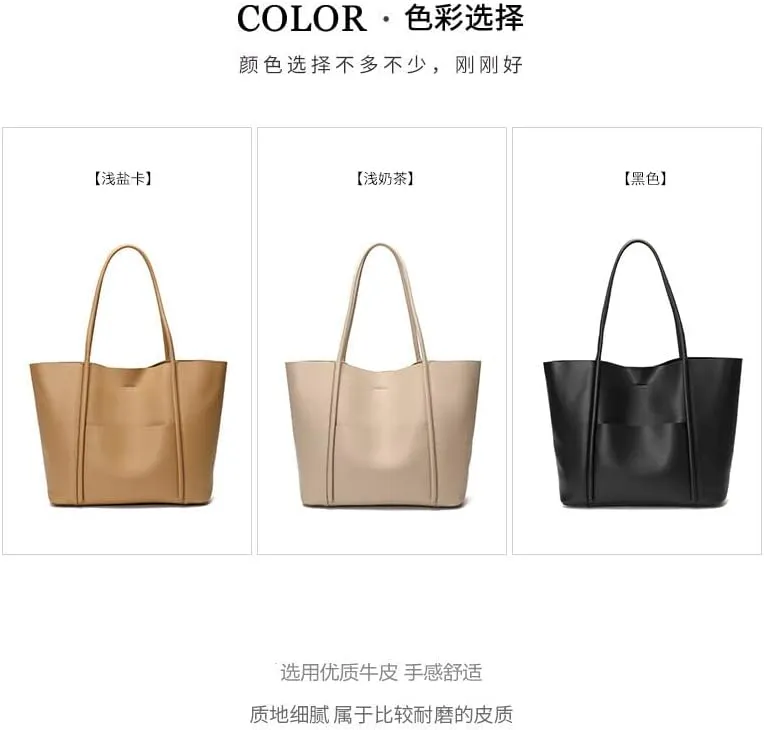 【Genuine Cowhide Leather】Tote Bag Gifts For Women Large Capacity Crossbody Zipper Work Commuter Shoulder Vintage Handbag