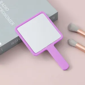 GeRRiT Cosmetic Mirror, Square HD Handheld Mirror, Portable Handheld Handle, Beauty Small Mirror Square Purple