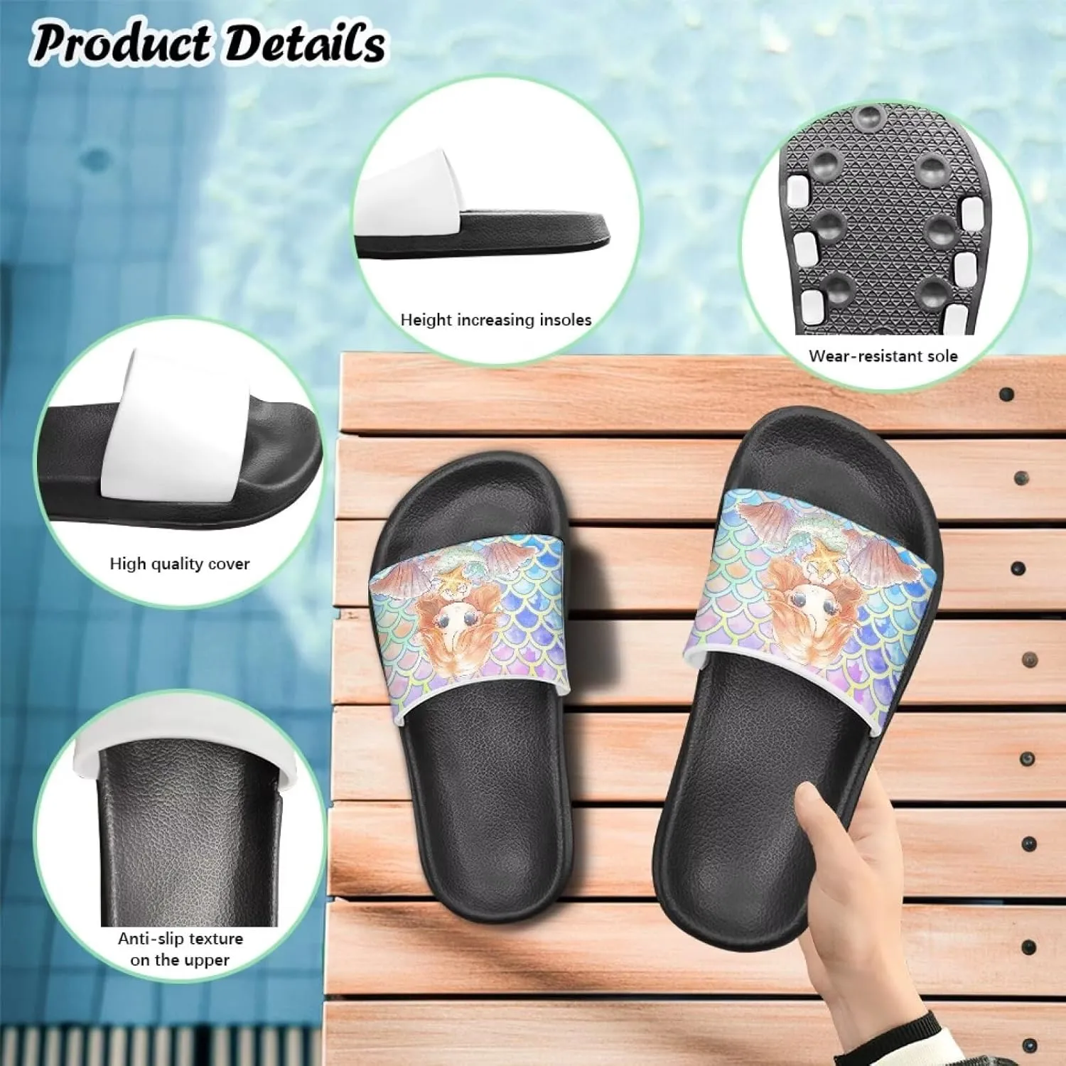 Girls Boys Slide Sandals Kids Summer Comfortable Slippers Slip On for Outdoor Beach Pool Shower Fit Little Big Kids