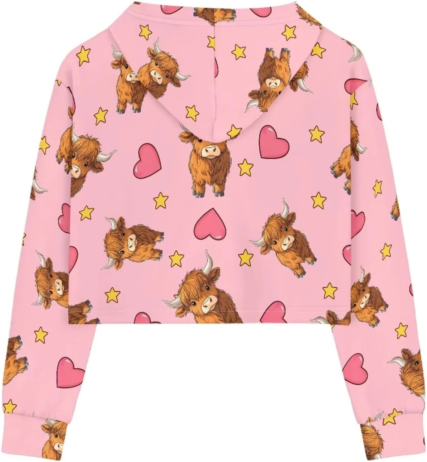 Girls Crop Tops Hoodies Cute Cartoon Graphic Cropped Hooded Sweatshirt 5-14 Y