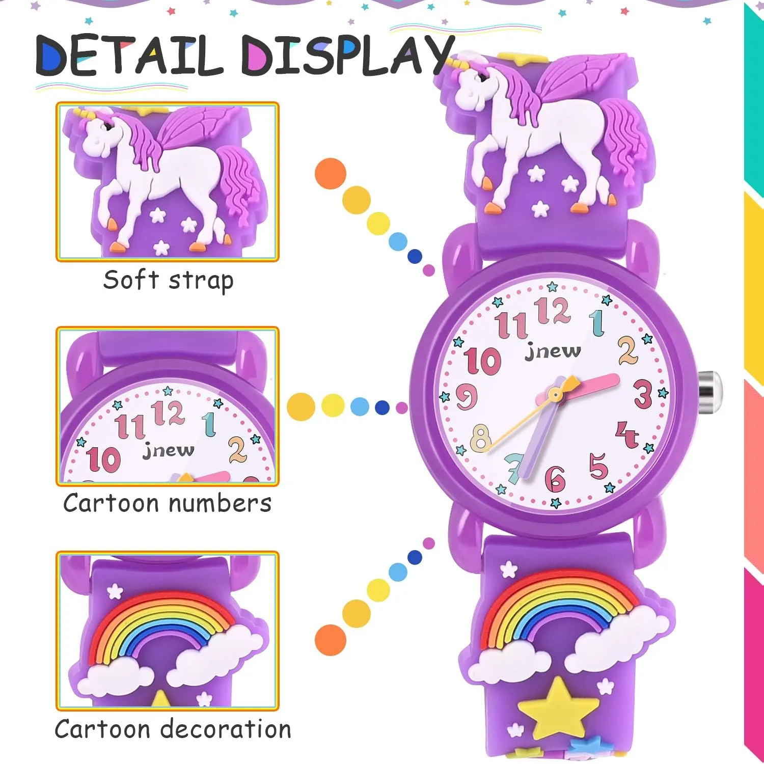 Girls Watch - 3D Cartoon Waterproof Toddler Watch, Gifts for Girls Age 2-8 Toys for 3 4 5 6 7 Year Old Girls - Kids Gifts