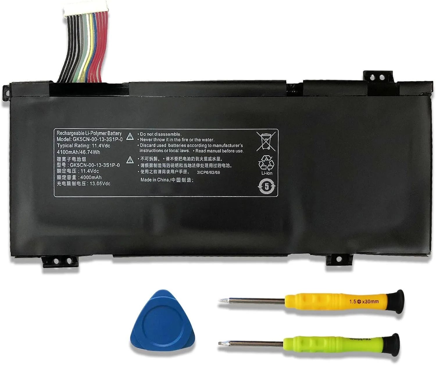 GK5CN-00-13-3S1P-0 Laptop Battery Replacement for Getac Tongfang GK6Z5CN Schenker XMG Neo 15 XNE15M19 Maingear Vector 15 Eluktronics Matrix RP-17 Series 11.4V 46.74Wh 4000mAh