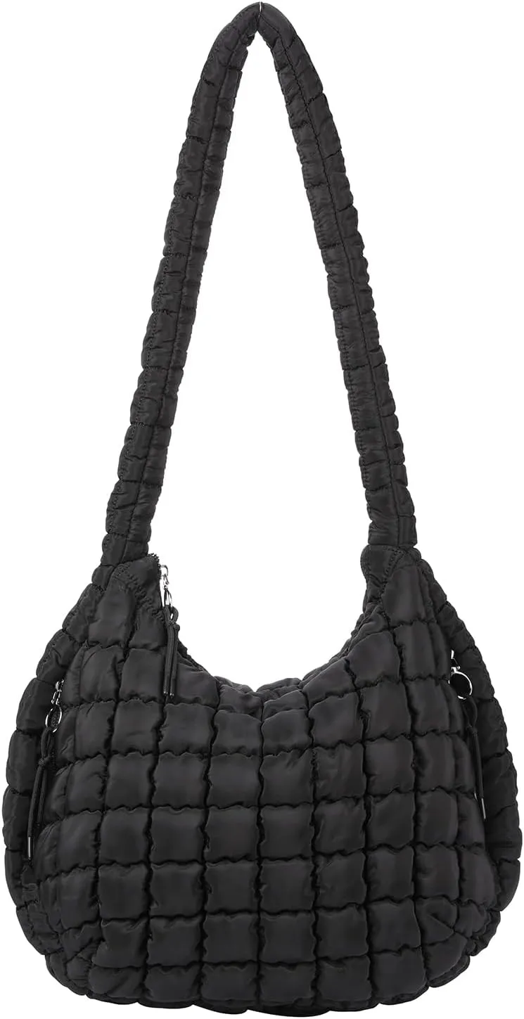 GOIACII Women Crossbody Shoulder Bag with Zipper, Nylon Quilted Puffer Hobo Bag for Women