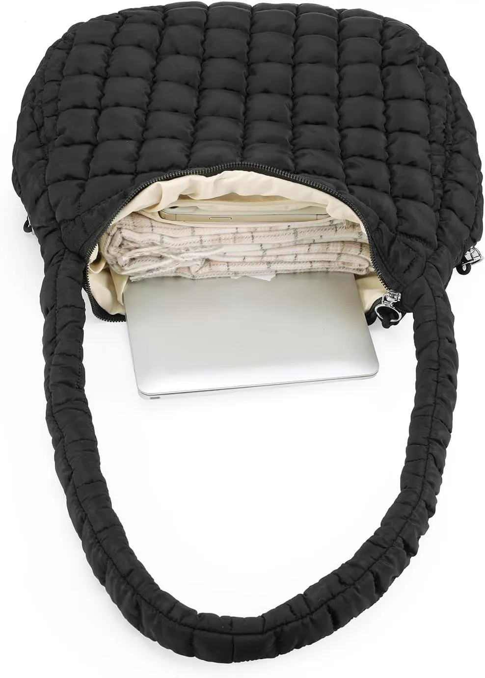 GOIACII Women Crossbody Shoulder Bag with Zipper, Nylon Quilted Puffer Hobo Bag for Women