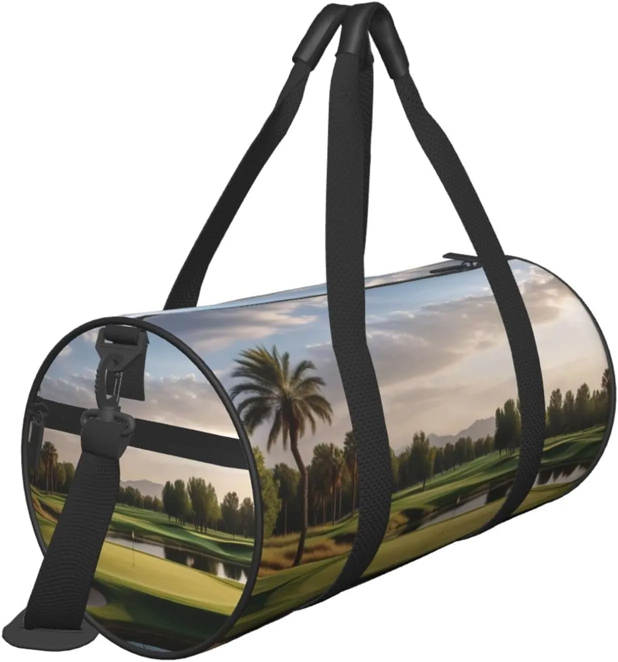 Golf Course Printed Travel Bag,Round Personal Item Storage bag,Foldie Duffel Bag for Traveling Vacation,Fitness,Sports
