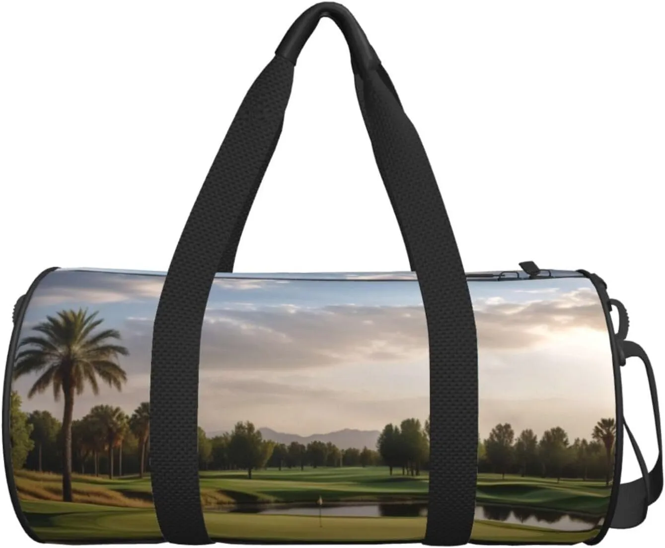Golf Course Printed Travel Bag,Round Personal Item Storage bag,Foldie Duffel Bag for Traveling Vacation,Fitness,Sports