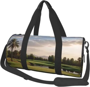 Golf Course Printed Travel Bag,Round Personal Item Storage bag,Foldie Duffel Bag for Traveling Vacation,Fitness,Sports