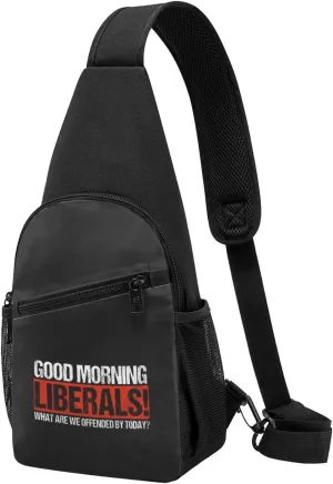 Good Morning Liberals Unisex Chest Bag Lightweight Crossbody Shoulder Bag Travel Pocket Black