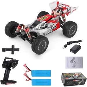 GoolRC Wltoys Remote Control Car XKS 144001 1/14 RC Car High Speed Racing Car 2200mAh Battery 60km/h 2.4GHz RC Buggy 4WD Off-Road Drift Car RTR 2 Batteries Red