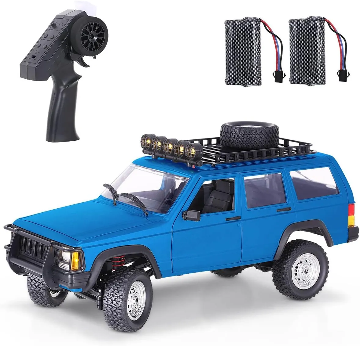 Goolsky RC Rock Crawler, 1:12 Scale Remote Control Car, 4WD Off Road RC Truck, 2.4Ghz All Terrains Climbing Vehicle, RC Car with LED Lights for Kids and Adults, Include 2 Batteries (Blue)