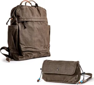 Gootium Canvas Backpack x Crossbody Purse - Casual Vintage Style Cloth Daypack Combo