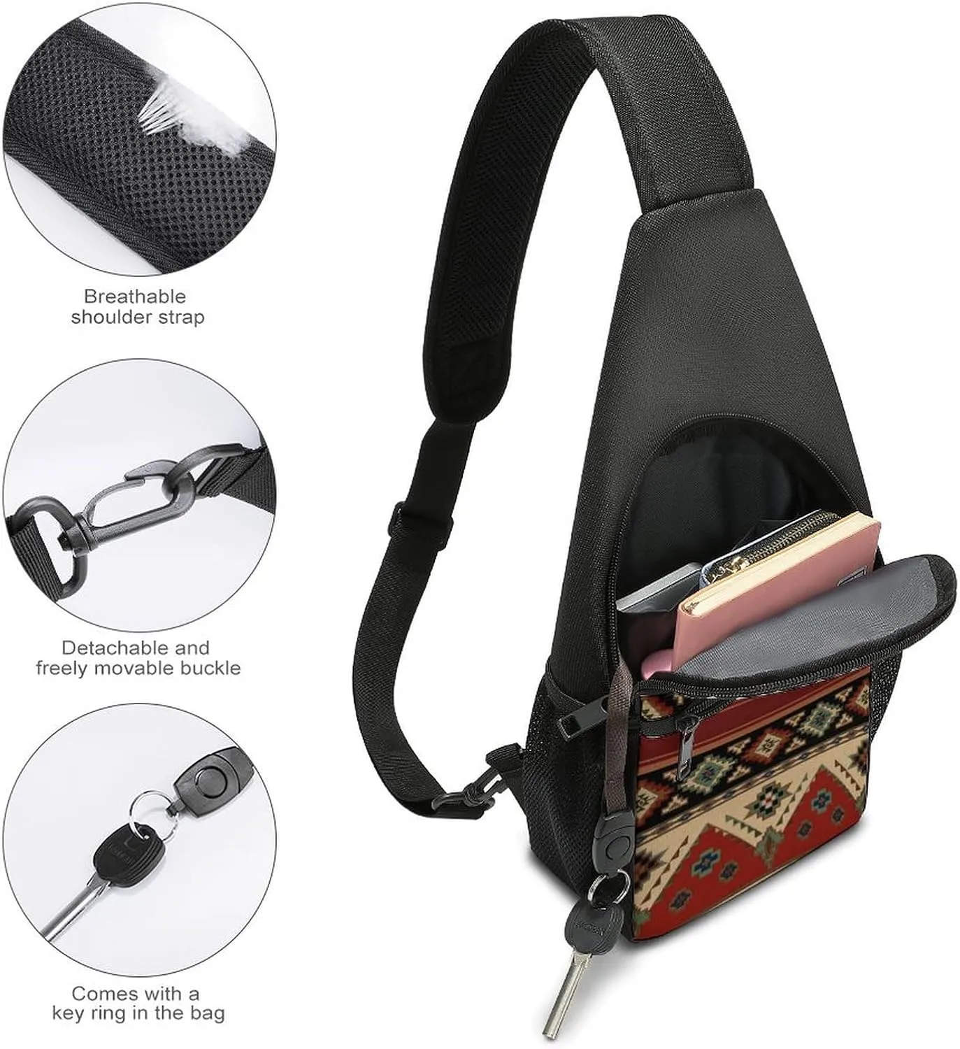 Gothic Magic Witch Witchy Large Capacity Portable Chest Bag, Single Shoulder Chest Bag