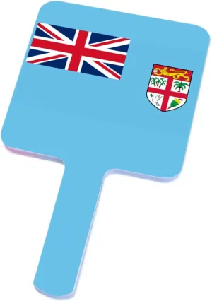 GOYMFKM Handheld Travel Mirror with Handle, Republic of Fiji Flag Handheld Mirror, Square Cosmetic Salon Makeup Hand Mirror for Barbers Hairdressers White 9×16Cm