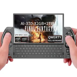 GPD Win 4 2025 [AMD AI 370-32GB 2TB] 6 Inches Mini Handheld Win 11 PC Video Game Console Gameplayer 1920X1080 Touchscreen Laptop Tablet PC Black
