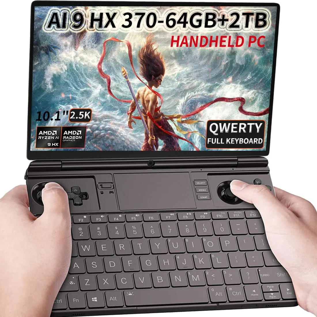 GPD Win Max 2 2025 [AMD Ryzen AI 9 HX 370] 10.1 Inches Mini Handheld Win 11 PC Video Game Console Laptop 2560X1600 Touchscreen Tablet PC (AI 9 HX 370-64GB 2TB)