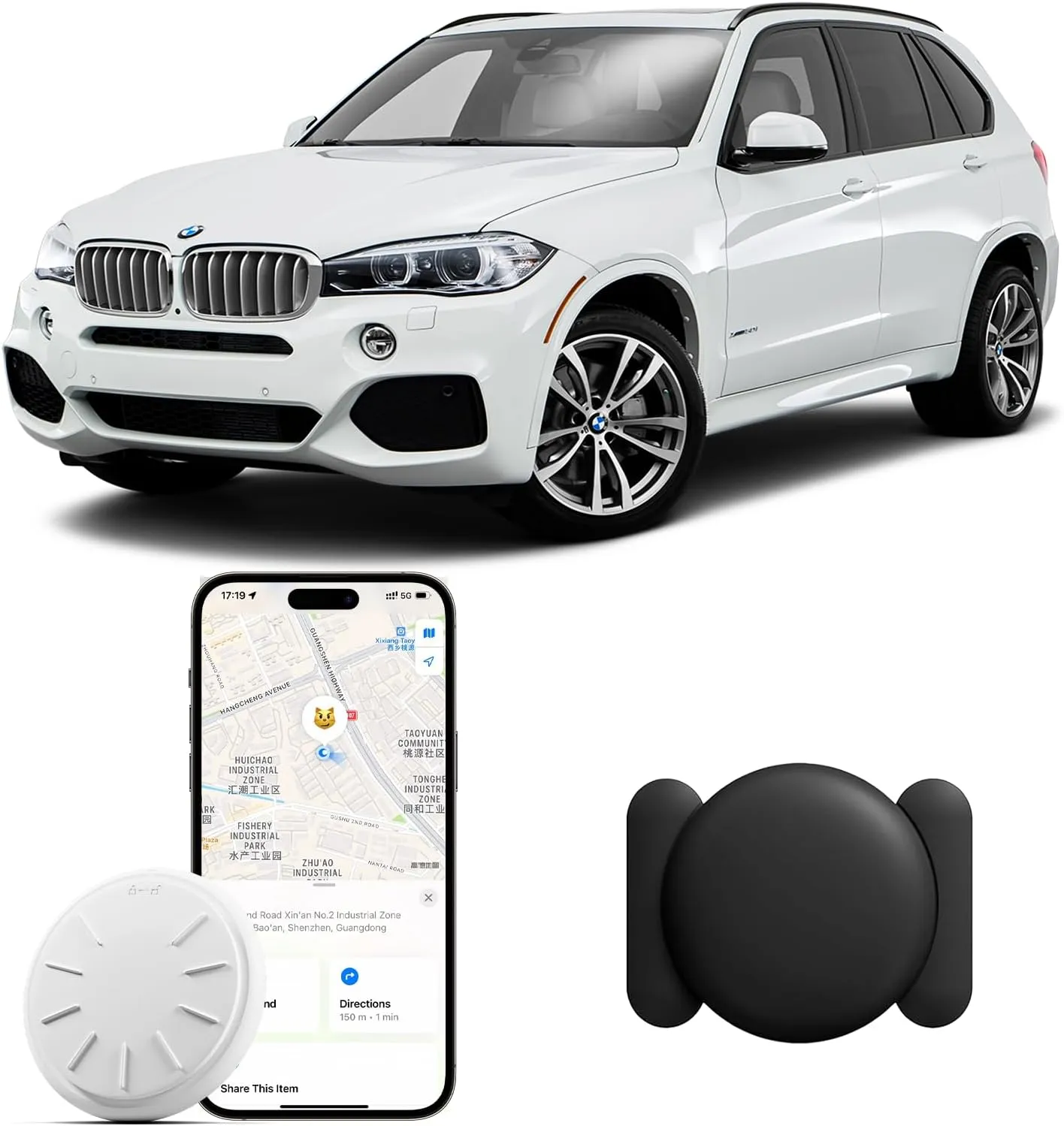 GPS Tracking Device, 1PCS Real Time Vehicles Tracker with Magnetic Waterproof Case, Work with Find My (iOS Only), No Monthly Fee Hidden Car GPS Tracker for Car, No Subscription Required