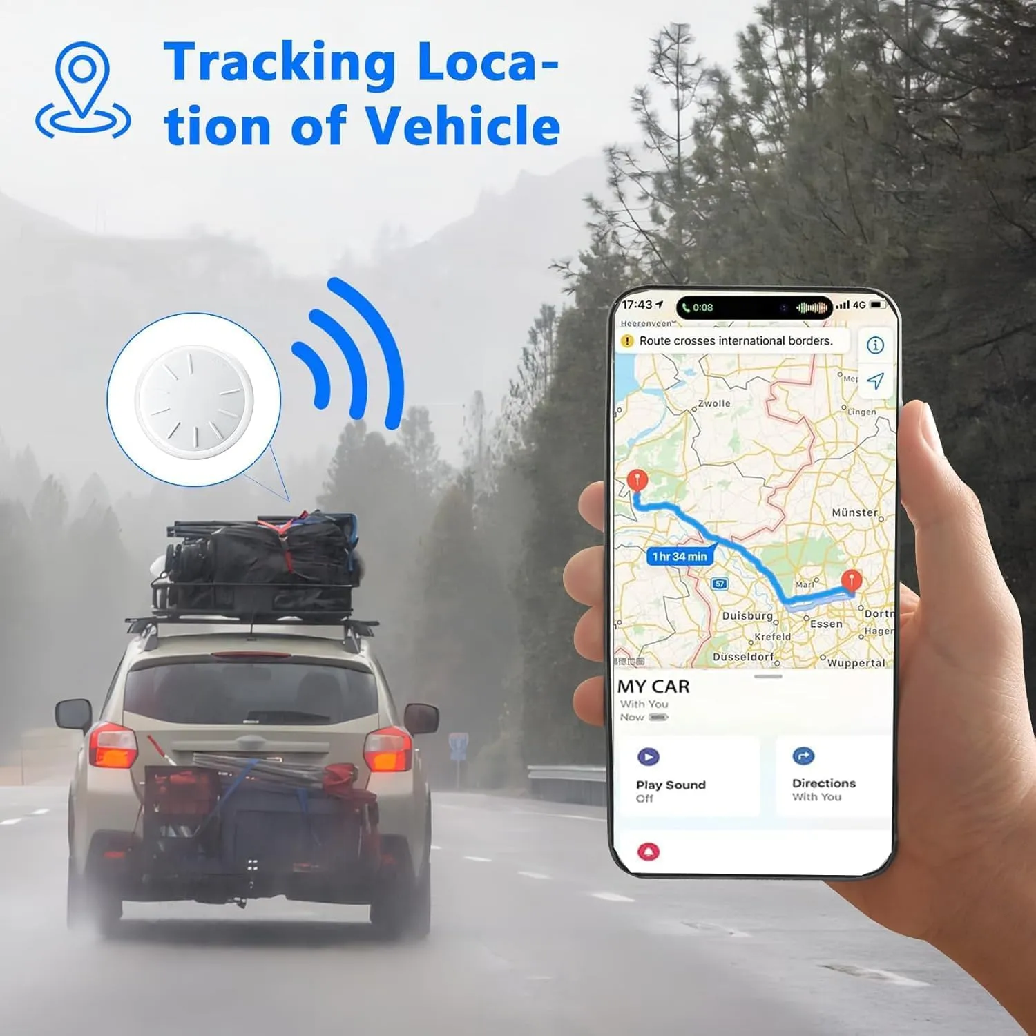 GPS Tracking Device, 1PCS Real Time Vehicles Tracker with Magnetic Waterproof Case, Work with Find My (iOS Only), No Monthly Fee Hidden Car GPS Tracker for Car, No Subscription Required