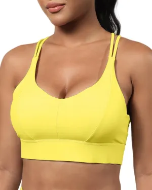 Grace Form Sports Bra for Women Strappy Medium Support Push Up Padded Sports Bra for Running Workout Bra Yoga Bra