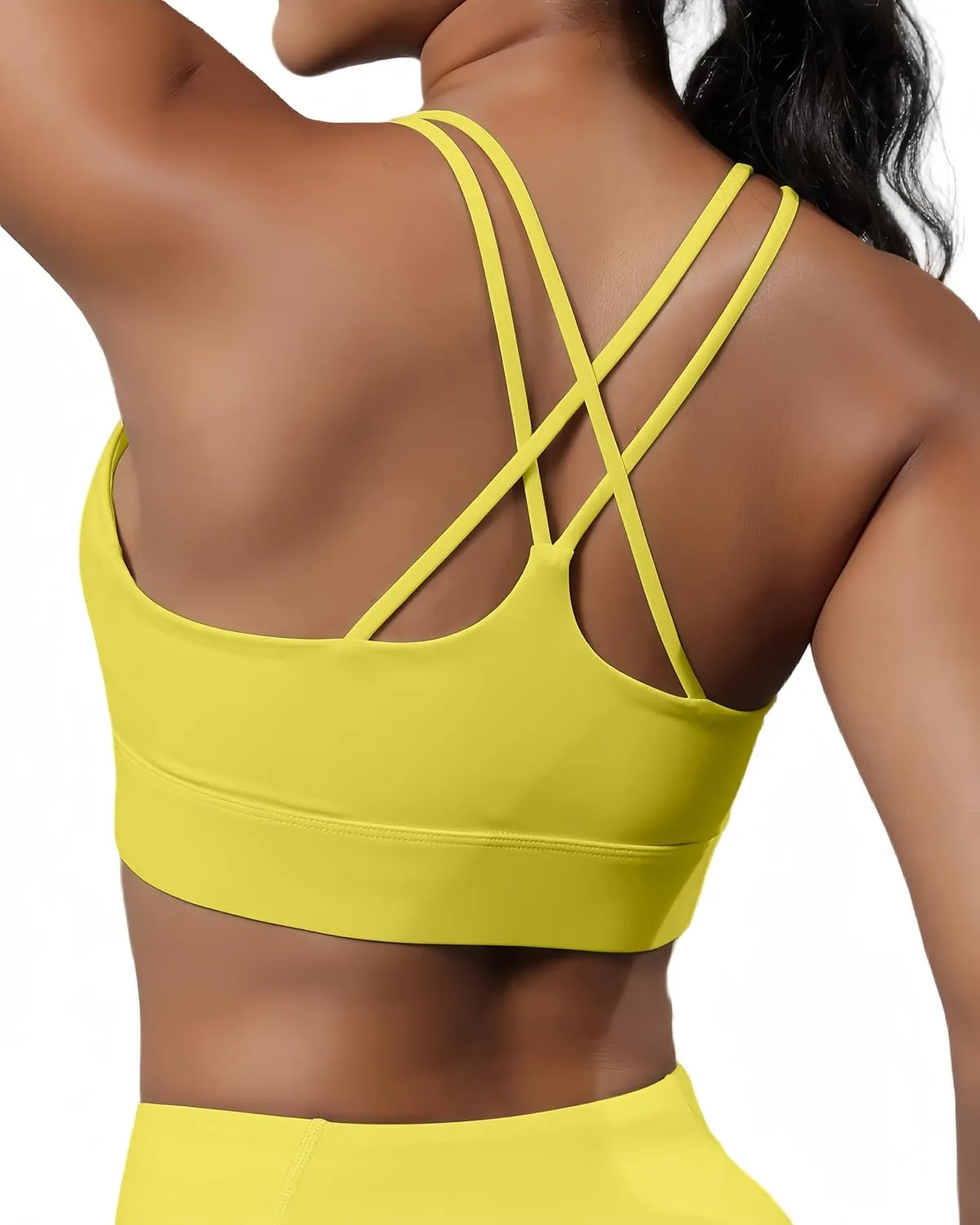 Grace Form Sports Bra for Women Strappy Medium Support Push Up Padded Sports Bra for Running Workout Bra Yoga Bra