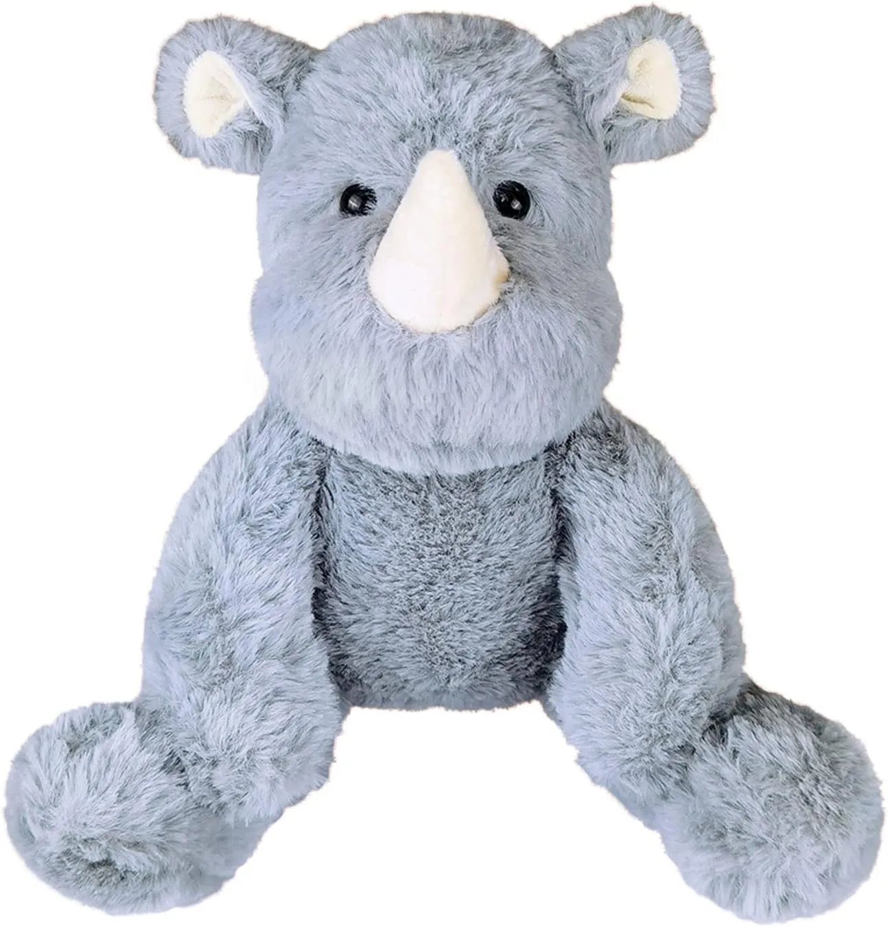 Gray Plush Rhino Stuffed Animal Toy, Soft Cuddly Plushie Hugger Toy for Boys & Girls, Gifts for Kids or Girlfriend, 8.5 Inches