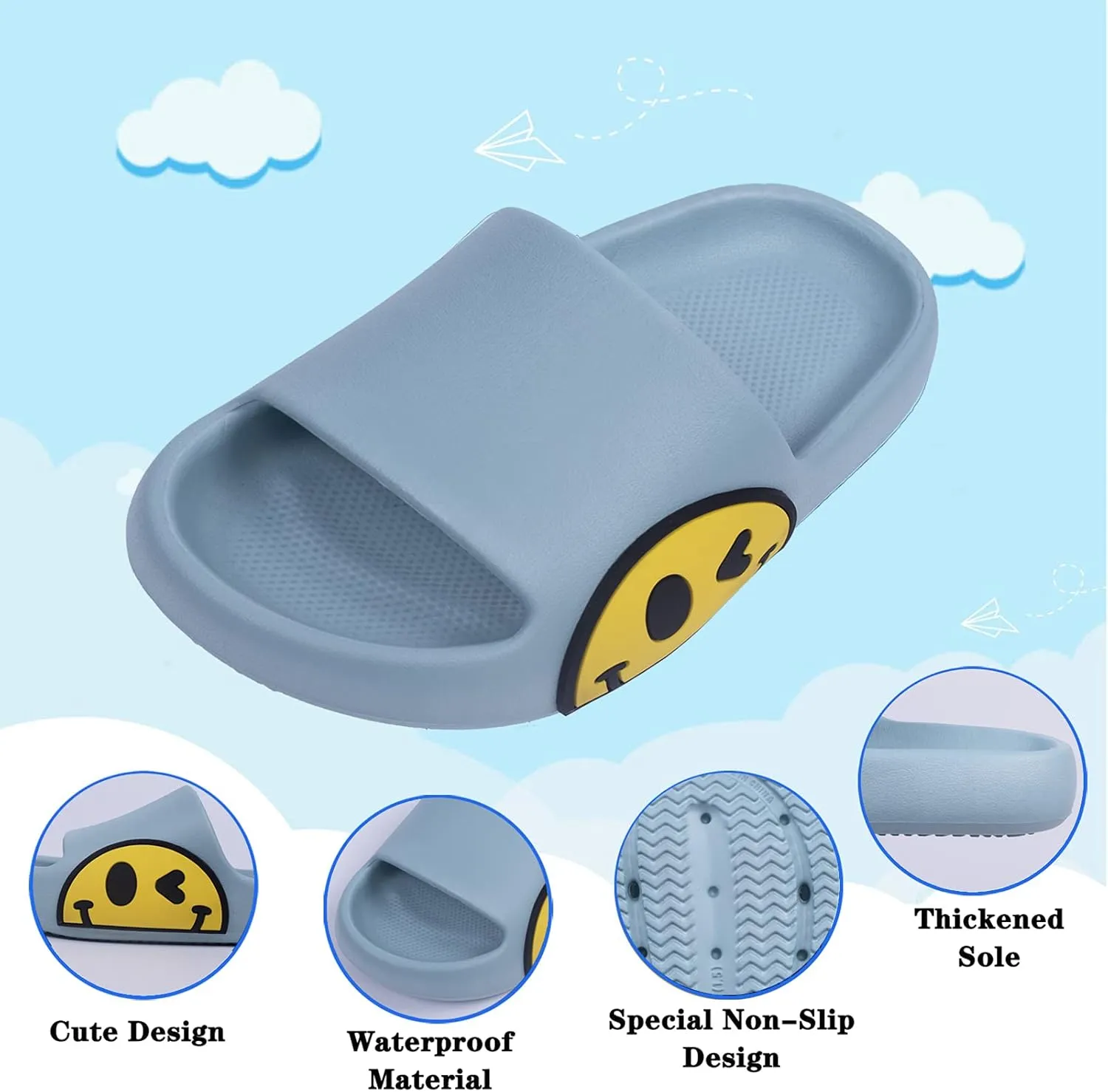 Guyarns Big Kids Cloud slides,Boys Girls Slides Non-slip Summer Beach Pool Shoes Toddler Cartoon Slides Sandals Indoor&Outdoor Garden Slippers Shower Shoes