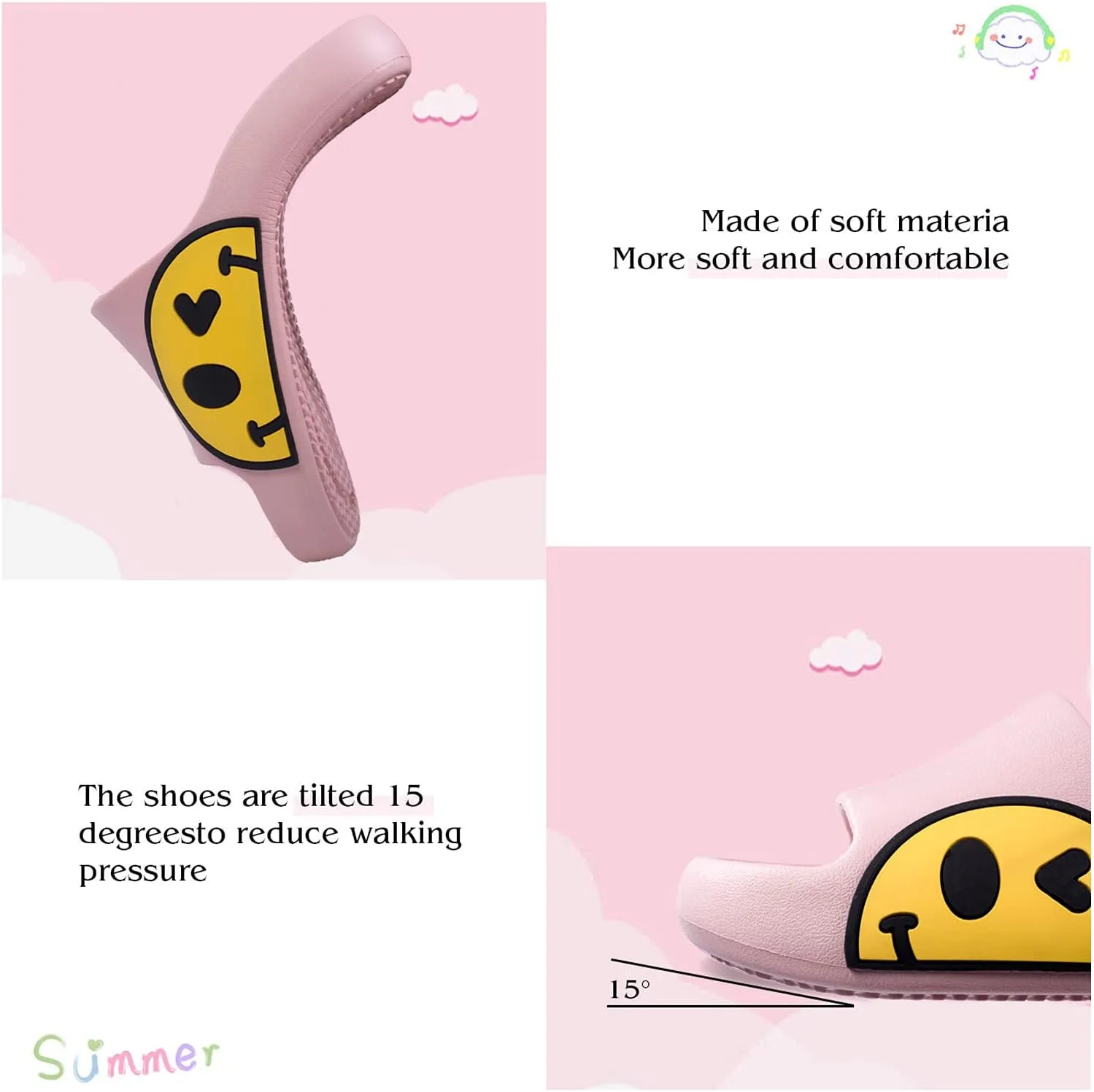 Guyarns Big Kids Cloud slides,Boys Girls Slides Non-slip Summer Beach Pool Shoes Toddler Cartoon Slides Sandals Indoor&Outdoor Garden Slippers Shower Shoes