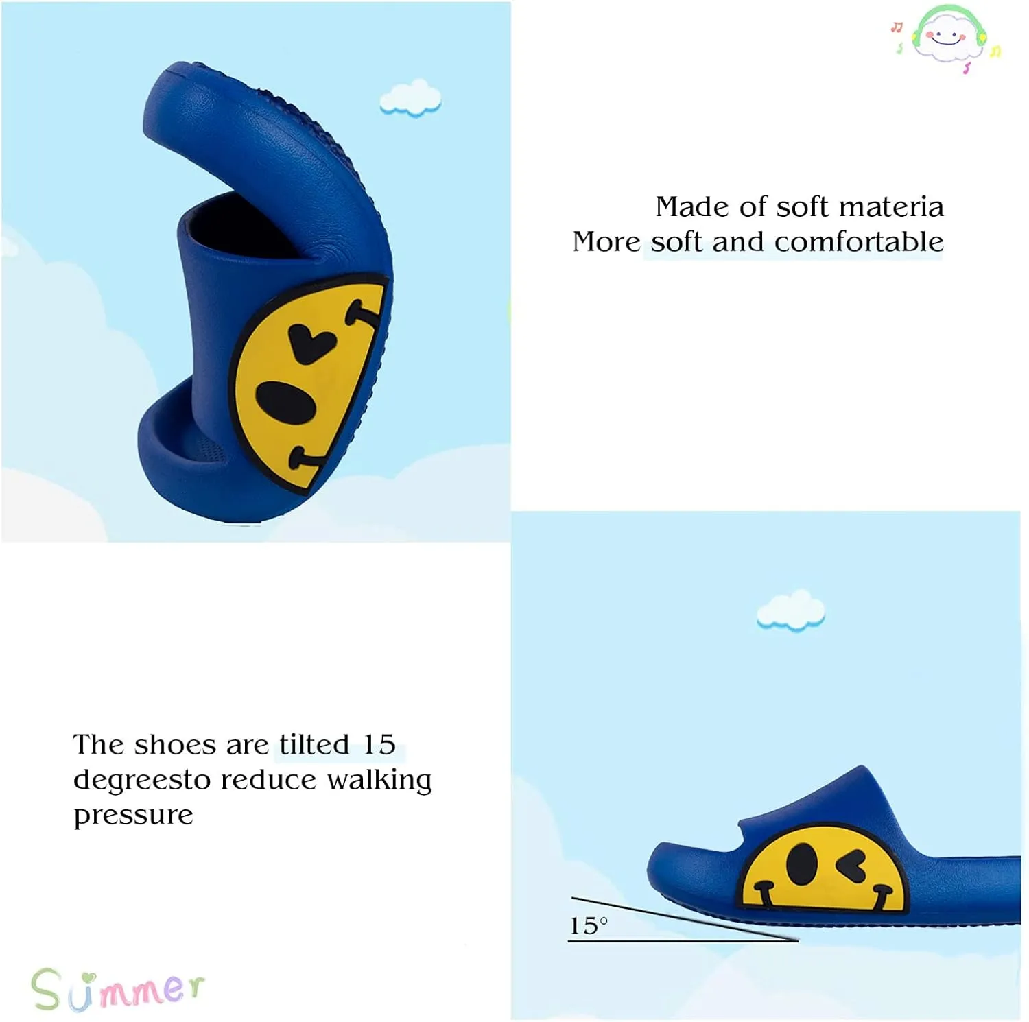 Guyarns Big Kids Cloud slides,Boys Girls Slides Non-slip Summer Beach Pool Shoes Toddler Cartoon Slides Sandals Indoor&Outdoor Garden Slippers Shower Shoes
