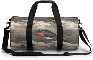 Gym Bag, Barn Swallow in Graphite Printed Gym Bag,cylinder Gym Bag,sports Luggage Bag,weekend Luggage Bag