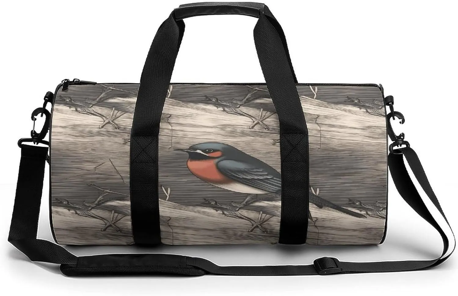 Gym Bag, Barn Swallow in Graphite Printed Gym Bag,cylinder Gym Bag,sports Luggage Bag,weekend Luggage Bag