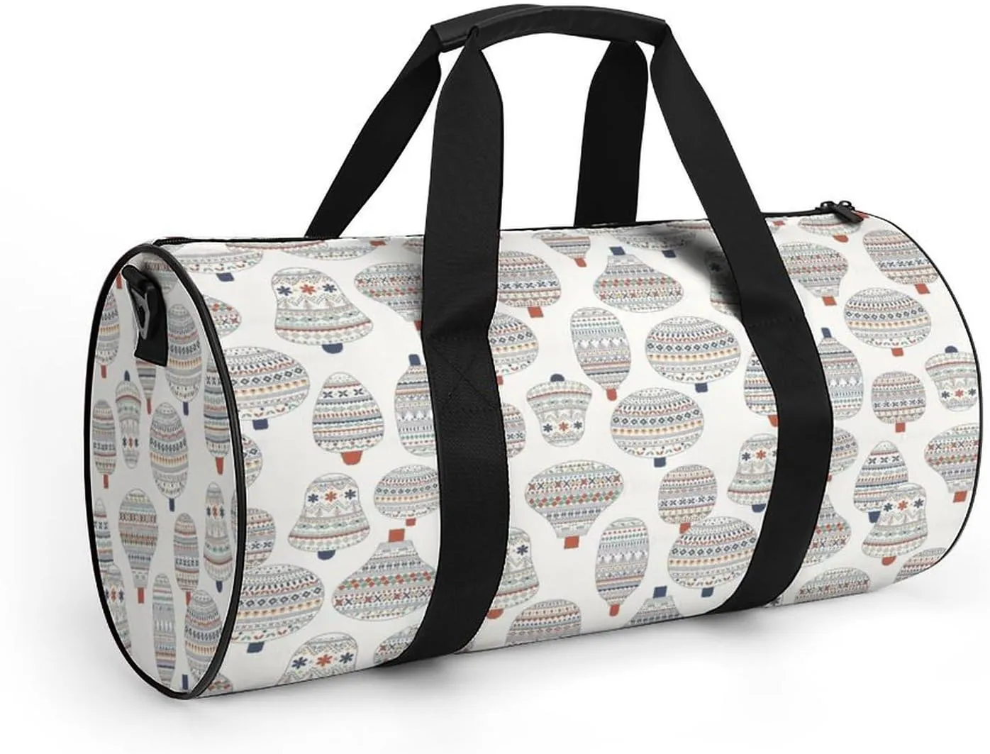 Gym Bag for Men Women Lightweight Sports Duffle Bag with Multiple Compartments Cylindrical Gym Bag for Fitness Travel And Outdoor Activities Ater Resistant Yoga Bag Training Bag Ethnic Stripes