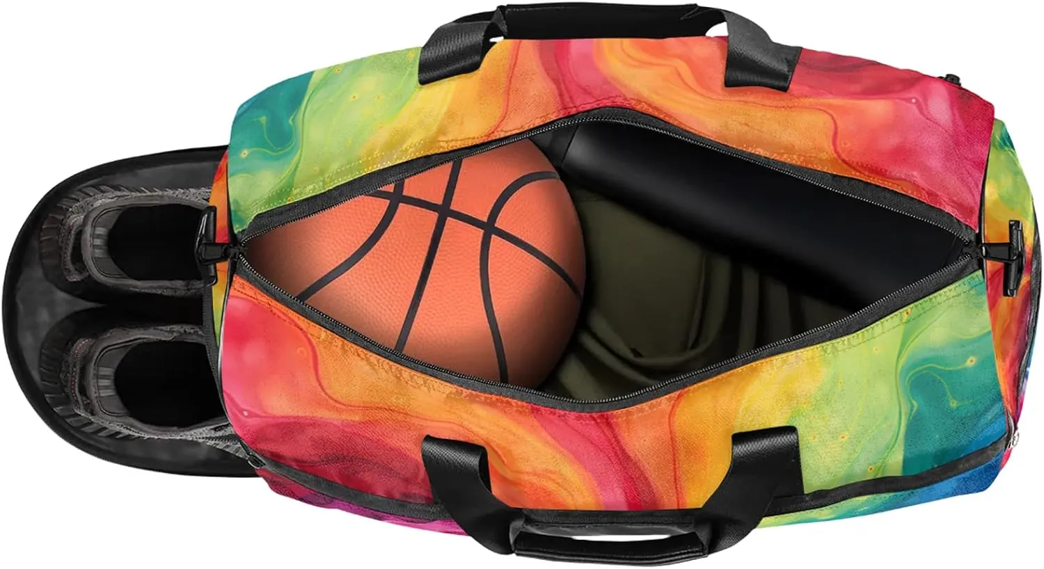 Gym Bag for Women Men Art Colorful Ripple Travel Duffle Bag with Shoe Compartment Waterproof Sports Tote Bags Large Overnight Weekender Bags for Travel Swimming Gym Yoga Dance