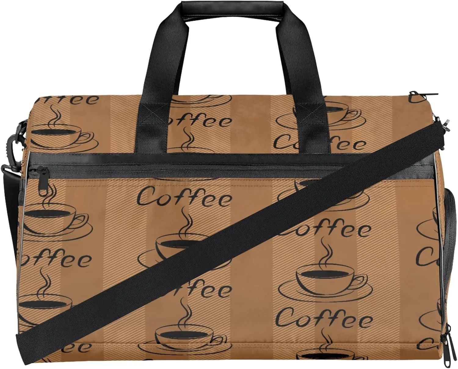 Gym Bag for Women Men Coffee Brown Retro Travel Duffle Bag with Shoe Compartment Waterproof Sports Tote Bags Large Overnight Weekender Bags for Travel Swimming Gym Yoga Dance