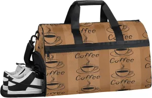 Gym Bag for Women Men Coffee Brown Retro Travel Duffle Bag with Shoe Compartment Waterproof Sports Tote Bags Large Overnight Weekender Bags for Travel Swimming Gym Yoga Dance
