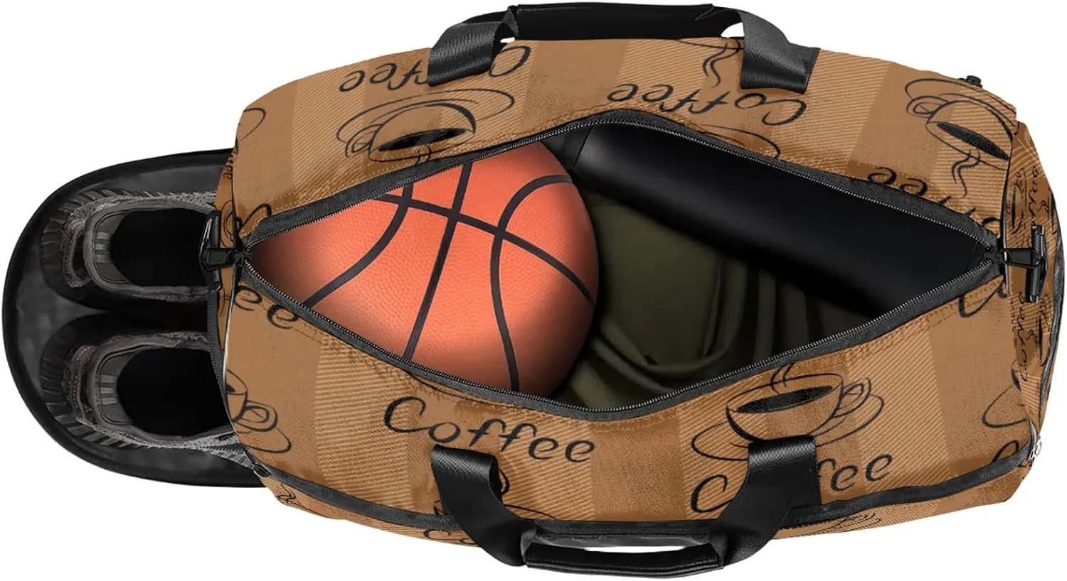Gym Bag for Women Men Coffee Brown Retro Travel Duffle Bag with Shoe Compartment Waterproof Sports Tote Bags Large Overnight Weekender Bags for Travel Swimming Gym Yoga Dance