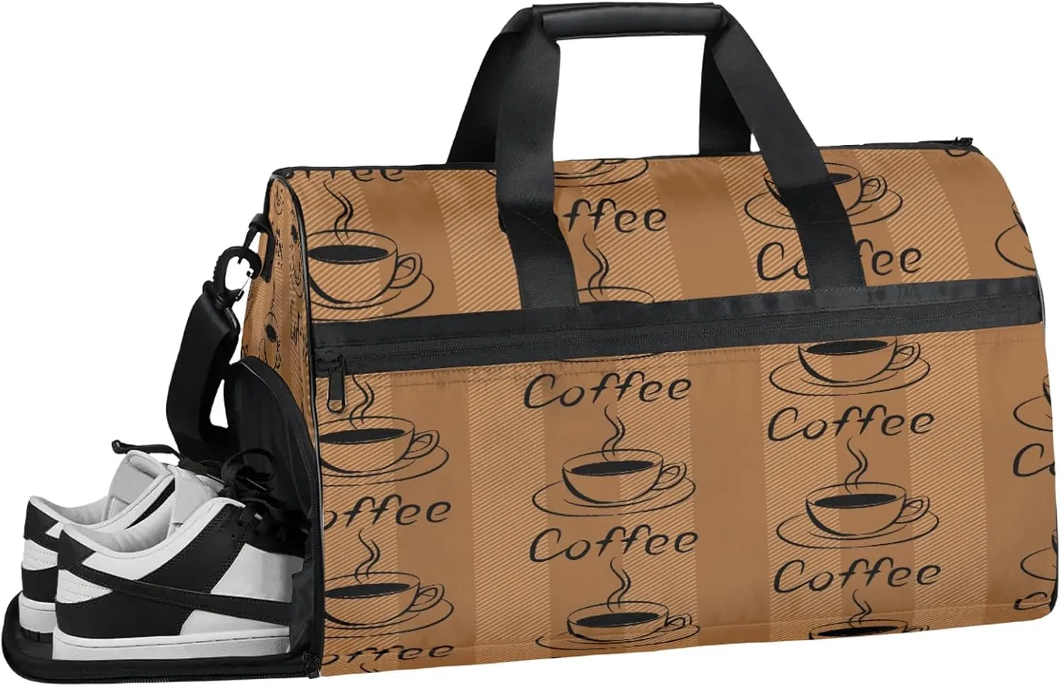 Gym Bag for Women Men Coffee Brown Retro Travel Duffle Bag with Shoe Compartment Waterproof Sports Tote Bags Large Overnight Weekender Bags for Travel Swimming Gym Yoga Dance