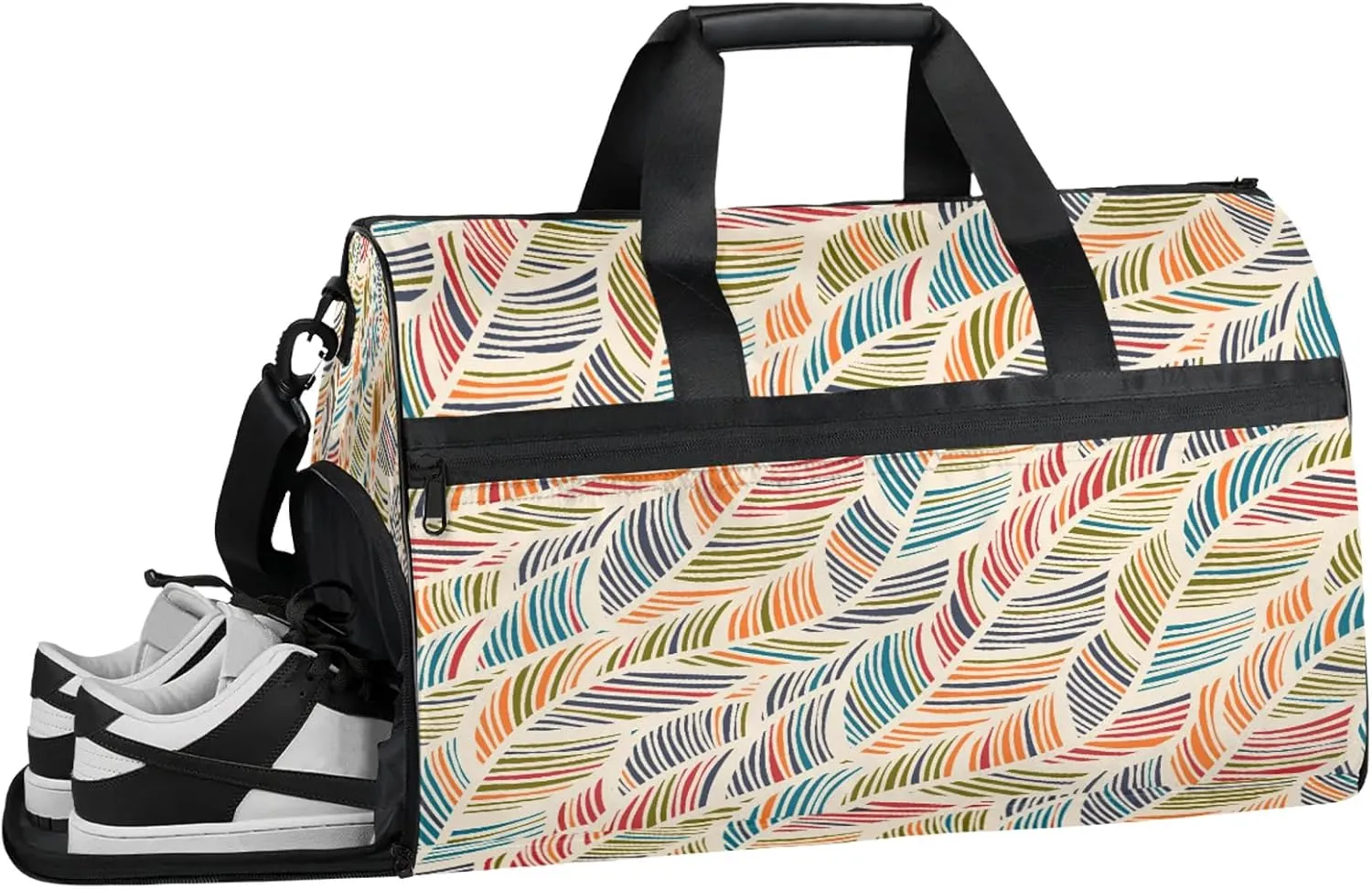 Gym Bag for Women Men Colorful Abstract Modern Travel Duffle Bag with Shoe Compartment Waterproof Sports Tote Bags Large Overnight Weekender Bags for Travel Swimming Gym Yoga Dance
