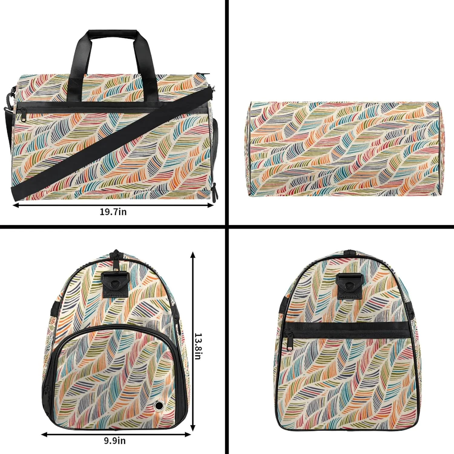Gym Bag for Women Men Colorful Abstract Modern Travel Duffle Bag with Shoe Compartment Waterproof Sports Tote Bags Large Overnight Weekender Bags for Travel Swimming Gym Yoga Dance