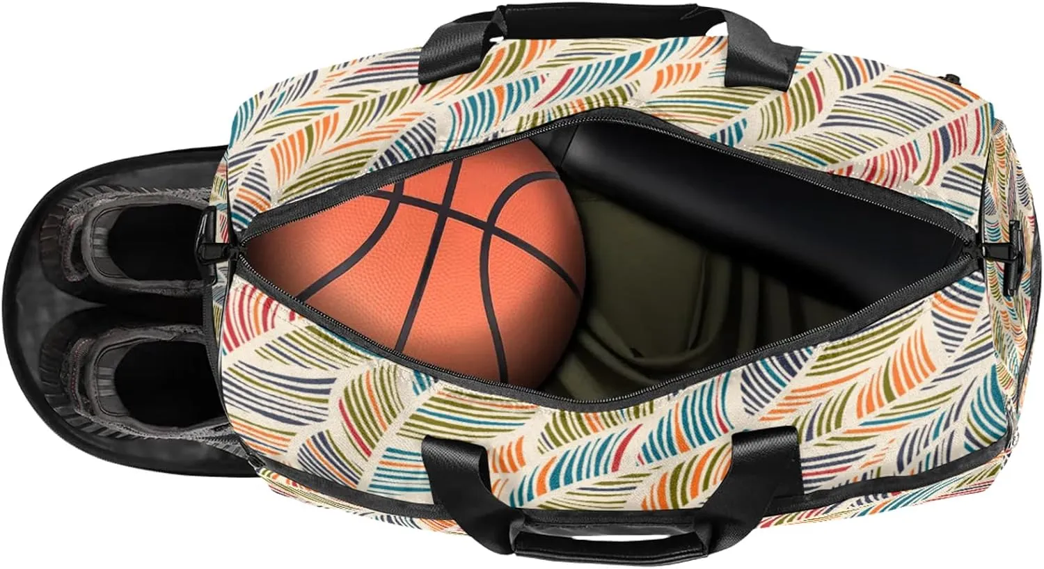 Gym Bag for Women Men Colorful Abstract Modern Travel Duffle Bag with Shoe Compartment Waterproof Sports Tote Bags Large Overnight Weekender Bags for Travel Swimming Gym Yoga Dance