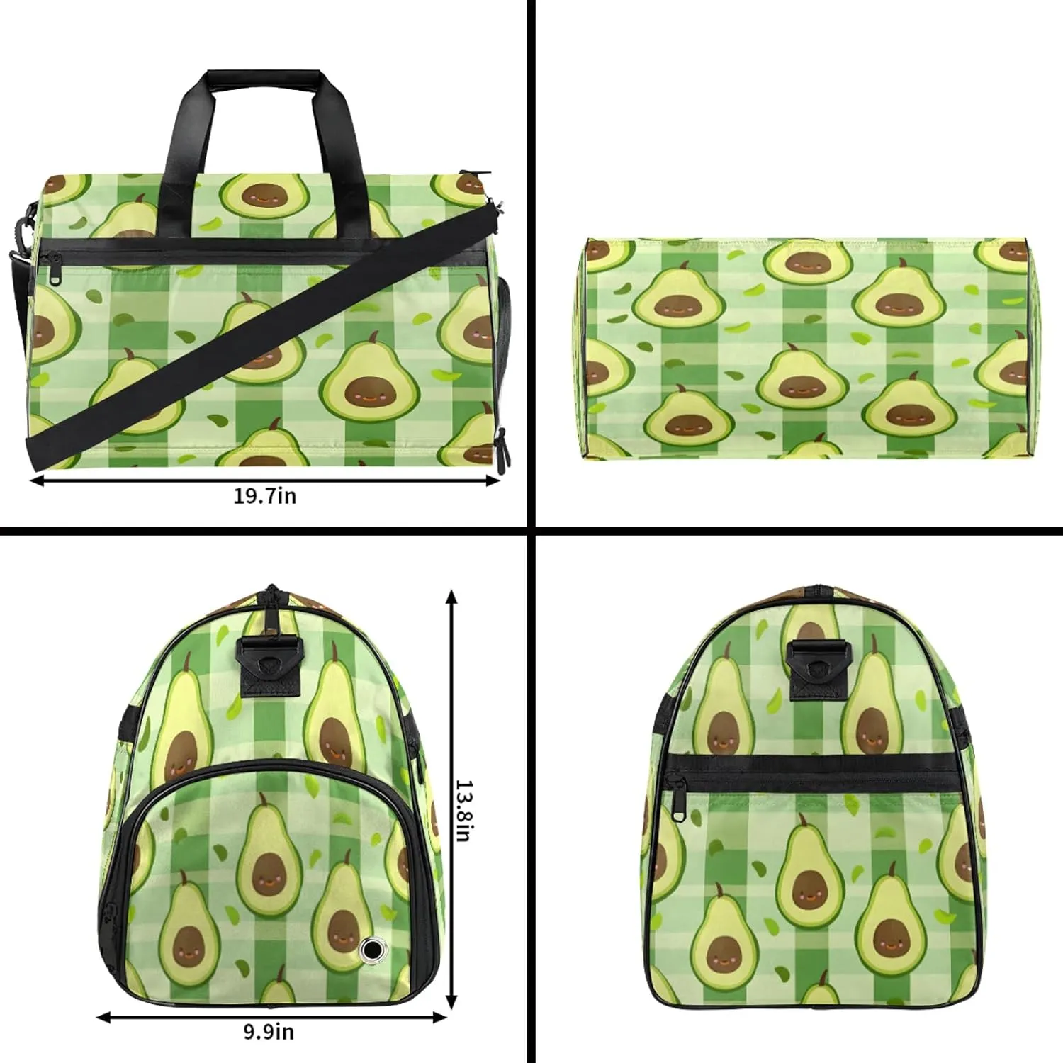 Gym Bag for Women Men Cute Green Fruit Kiwano Travel Duffle Bag with Shoe Compartment Waterproof Sports Tote Bags Large Overnight Weekender Bags for Travel Swimming Gym Yoga Dance