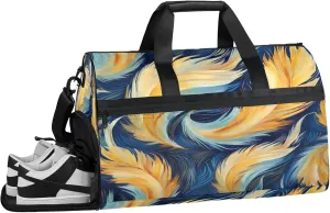 Gym Bag for Women Men Vintage Feathers Colorful Travel Duffle Bag with Shoe Compartment Waterproof Sports Tote Bags Large Overnight Weekender Bags for Travel Swimming Gym Yoga Dance